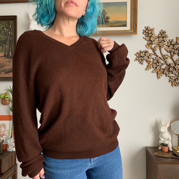 Vintage Brown V-neck Sweater by Puritan - Picture 3 of 8